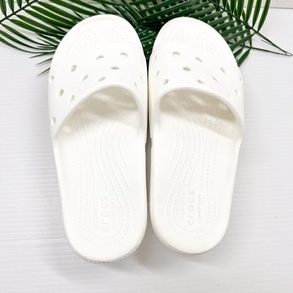 Crocs Unisex Adults' White Croslite Slip On Classic Slide Sandals Size 9M 11W - Picture 8 of 12